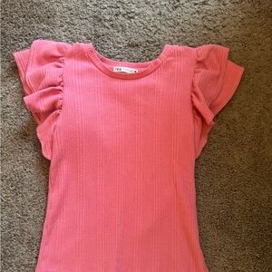 Zara Ribbed Pink Knit Top